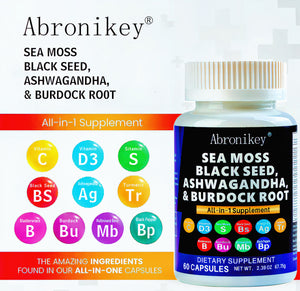 Abronikey Sea Moss, 120 CapsulesImmune Support Digestive Health Natural Sea Moss Supplement Rich In Minerals & Vitamins