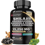 GlowVigor Shilajit 9000 Panax Ginseng 1500MG Ashwagandha 2000MG Rhodiola Rosea 999MG, Turmeric 500MG, Gingko Biloba 500MG, Stinging Nettle 250MG